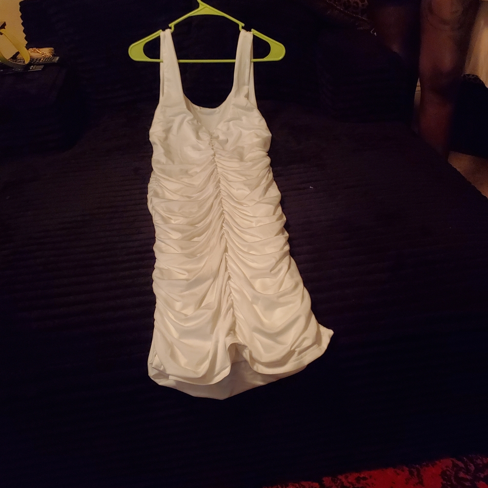 Elegant White Ruched Dress